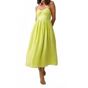 NEW LINE AND DOT maia midi dress in chartruese